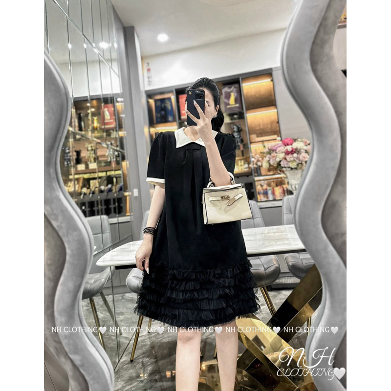 Váy suông cổ đức chân ren
