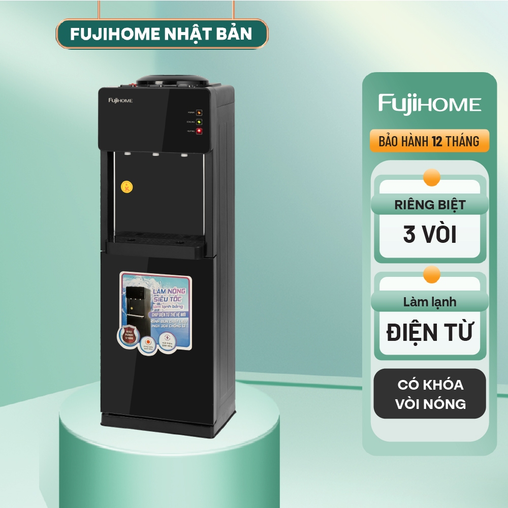 Cây nước nóng lạnh nhập khẩu FUJIHOME WD61E Có khóa vòi nóng - 3 vòi r