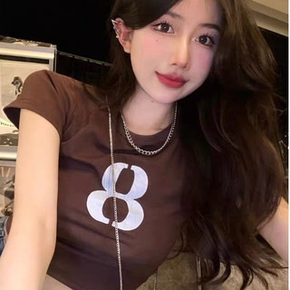 Áo croptop boxip ngắn tay cổ tròn số 8 nứt in to giữa áo phong cách năng động hàn quốc QUANAOPHUKIEN