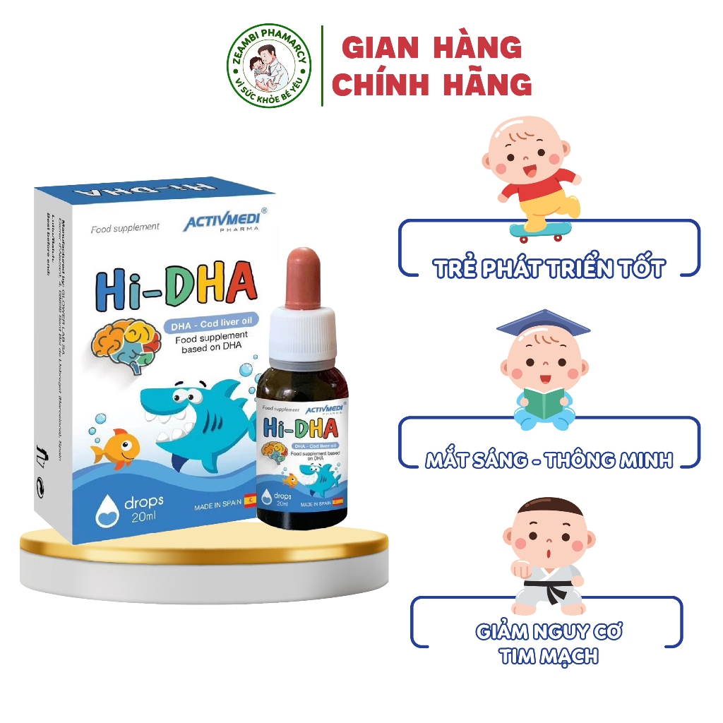 Hi - DHA Cho Trẻ Sơ Sinh - DHA không tanh - NK Châu Âu -Phát triển não bộ, hệ thần kinh, IQ, tăng khả năng ghi nhớ
