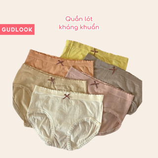 Set 6 Quần Lót Nữ Cotton Phối Nơ GUDLOOK Kháng Khuẩn Viền Ren 6 Màu