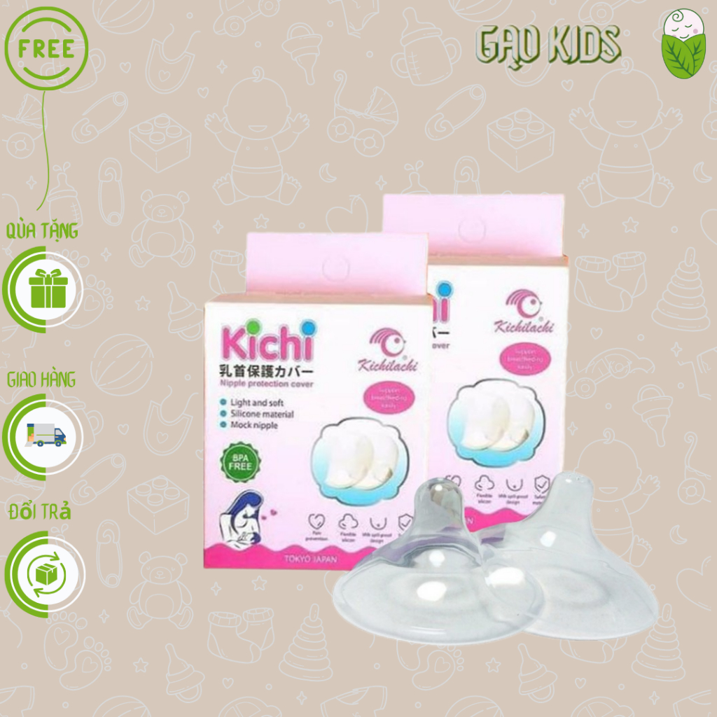 Núm trợ ti cho mẹ Kichilachi silicon bảo vệ đầu ty cho con bú set 2 chiếc