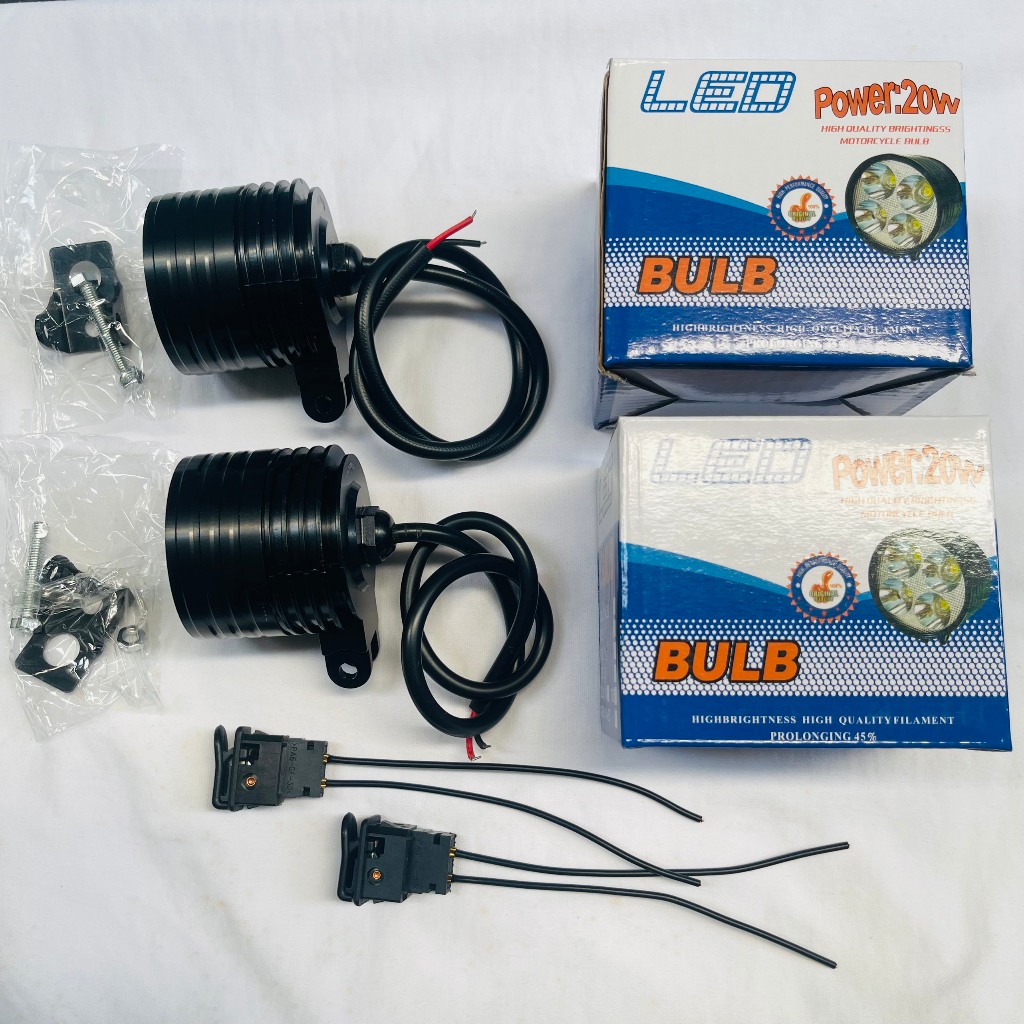 [TẶNG 2 CÔNG TẮC PASSING] COMBO 2 ĐÈN TRỢ SÁNG L4 ngắn 20W, 1 chế độ Sáng Trắng gắn Xe Máy Xe Điện