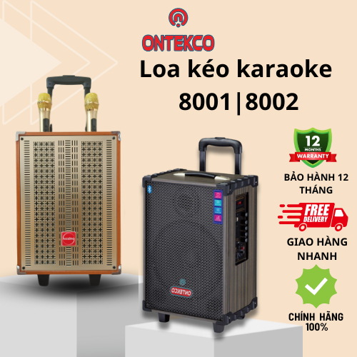 Loa kéo ONTEKCO 1202 bass 30CM hát karaoke, mạch chống hú chuẩn, loa bass mạnh mẽ, có bánh xe di chuyển