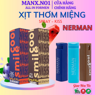 Xịt thơm miệng Nerman Spray & Kiss vị kẹo hoa quả bạc hà the mát cho nam nữ chai 10ml