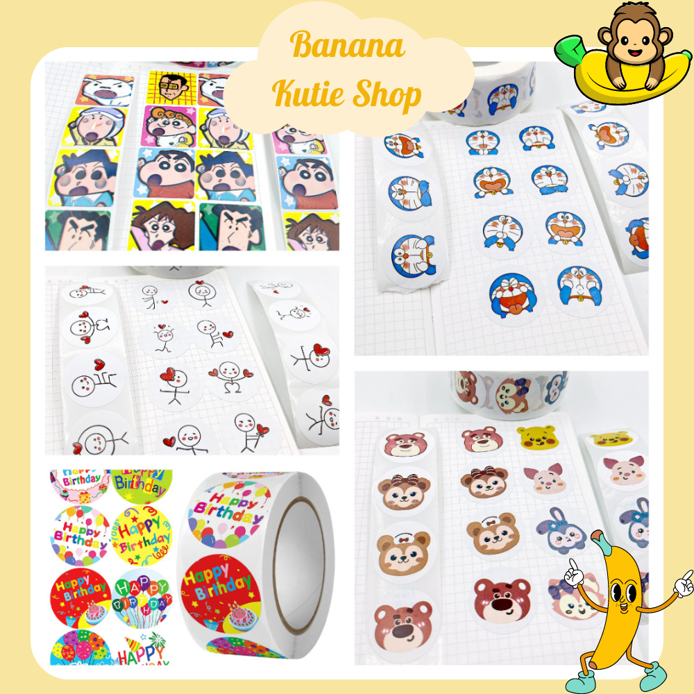 Cuộn 500 Sticker - Hoạt Hình Ngộ Nghĩnh, Quà Tặng, Chúc Mừng Sinh Nhật, Anime [Link1]