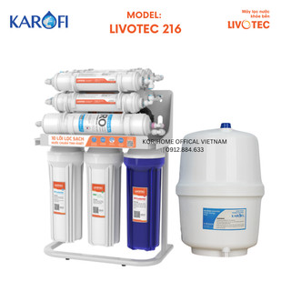 Máy lọc nước ro karofi livotec 216 bảo hành chính hãng 3 năm 10 cấp lọc màng ro công suất 20/h