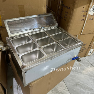 Thùng giữ lạnh đặt nổi trên bàn gồm 9 khay 0.9 lít, nắp mica phẳng
