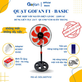 Gofan - quạt đứng lỡ cn f1 - không chổi than - 7 cánh - quạt điện 220v - quạt kẹp bình 12v - quạt năng lượng