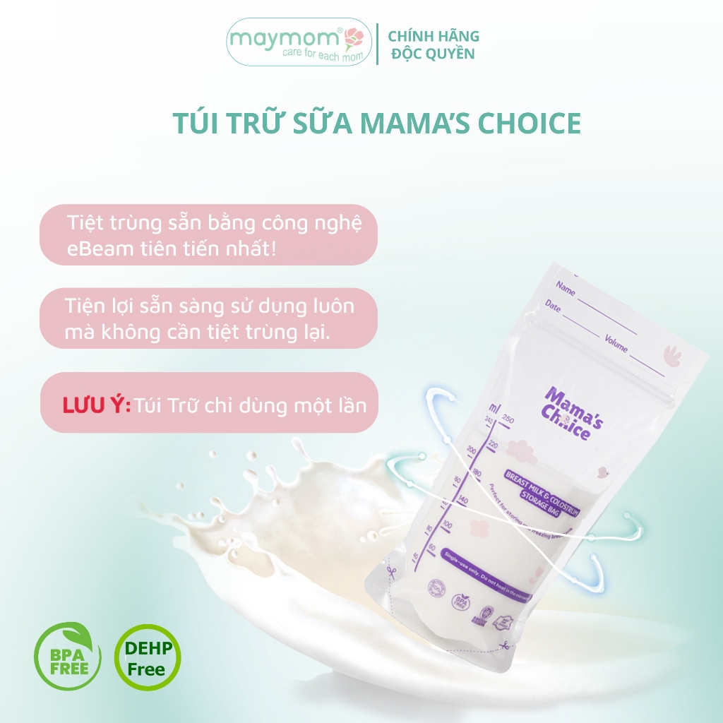 Túi Trữ Sữa 120ml-250ml, Thương Hiệu Mama's Choice, Hộp 30 Túi