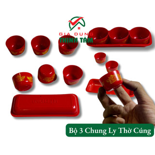 Bộ 3 chung ly , bộ 5 ly nước thờ cúng