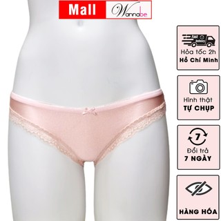 Quần lót nữ WANNABE QLT15 quần chíp thun lạnh phối ren mềm mại 2 ống quần không gây hằn, không cấn