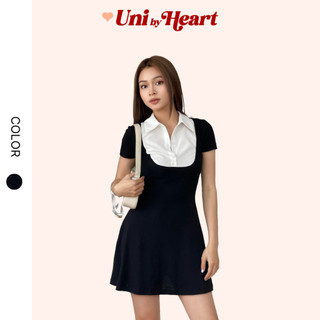 Đầm chữ A tay ngắn Binky Dress VP001 phối cổ sơ mi trắng - Uni By Heart