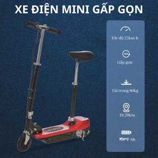 Xe điện mini E- SCOOTER phiên bản cao cấp gấp gọn, động cơ 120W, pin 4.5AH / 24V, tải trọng 80kg, tặng kèm giỏ đồ