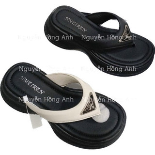 Dép tông xỏ ngón đính hình tam giác đế xuồng cao 5p cho nữ d199