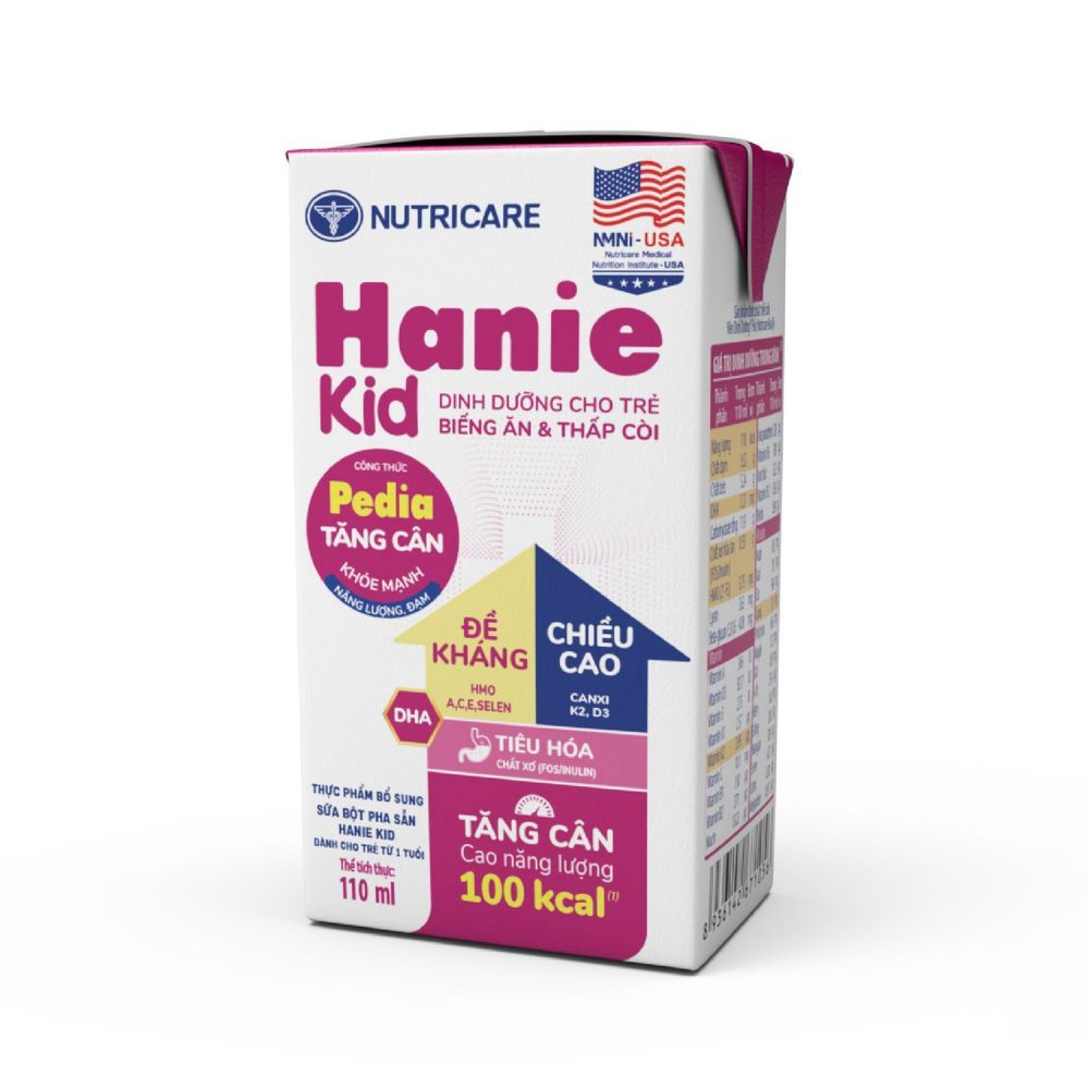 Sữa Hanie kid pha sẵn 110ml - vỉ 4 hộp