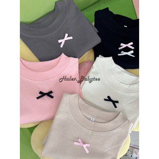 Áo Babytee gắn nơ dễ thương 100% Cotton 2c 240gsm