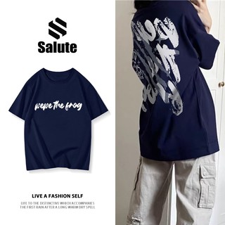 Salute Áo phông nữ bigsize xanh navy local brand áo thun unisex ngầu in chữ vui nhộn Y0879