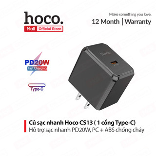 Củ sạc nhanh hoco cs13 pd20w 1 cổng type-c , abs + pc chống cháy, chân dẹt