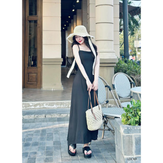 Đầm cotton xoè dài 2 dây trơn bassic chibest ldc101