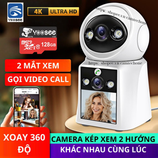 Camera yoosee 2 mắt gọi video trực tiếp từ xa, xoay 360 độ đàm thoại 2 chiều hình ảnh sắc nét 4K