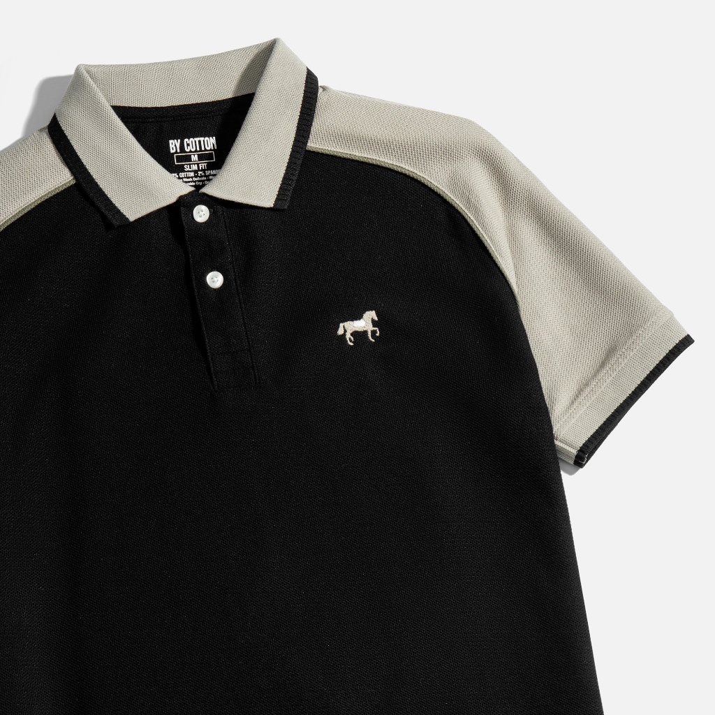 Áo Thun Nam Cao Cấp Polo Cool Piqué 2 Màu Raglan Thêu Ngựa BY COTTON