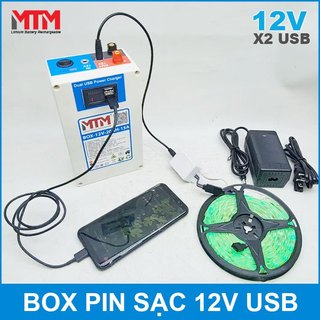 Box pin lithium 12V 12Ah 15A cổng USB