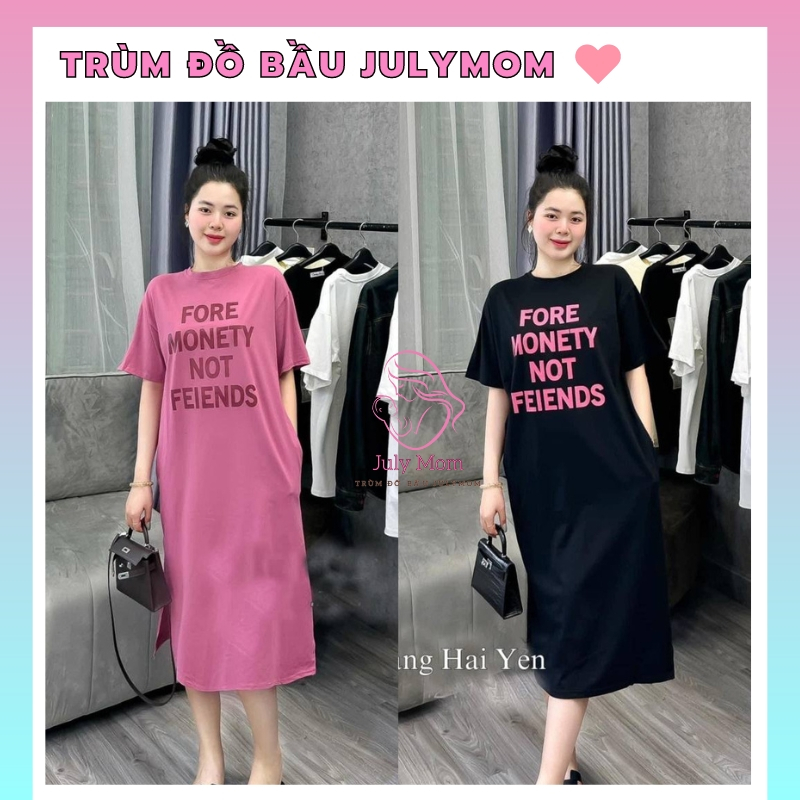 Đầm suông, Váy bầu dáng dài form rộng Bigsize chất vải thun cotton mặc mùa