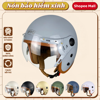 Mũ bảo hiểm 3/4 kính càng VARO lót nâu cao cấp - Tặng kèm túi đựng nón