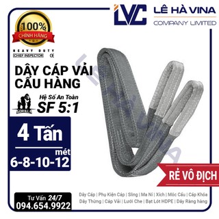 Dây cáp vải cẩu hàng, dây bẹ 4 tấn chính hãng 6m 8m 10m 12m - sf 5:1 - lê hà vina