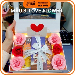 Set Qùa tặng 3 Hộp Chocolate 50gr đựng Hộp Quà cửa sổ tình yêu,kèm túi xách quà FIGO, Quà tặng sinh nhật, Valentine