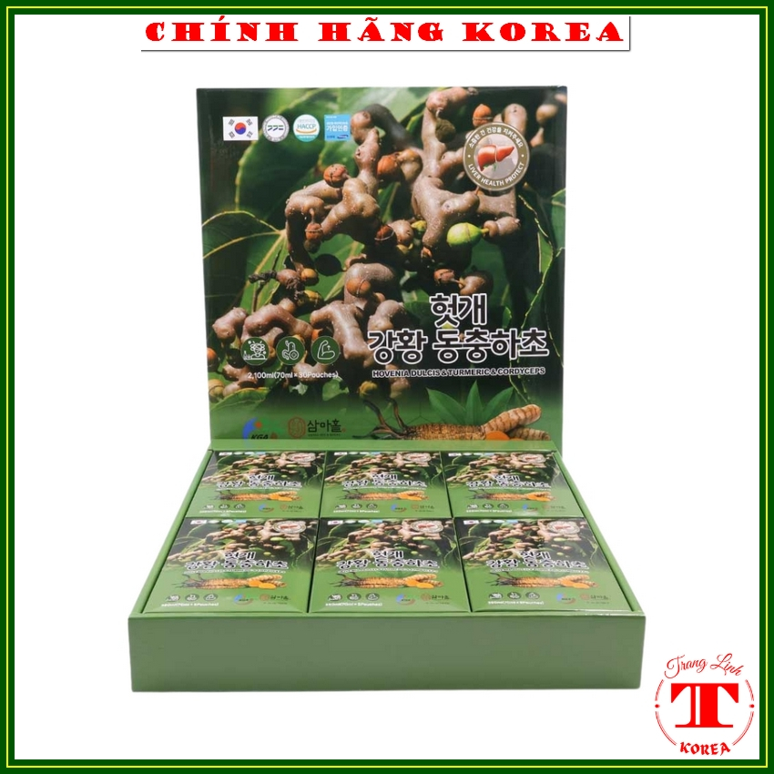 Nước bổ gan đông trùng hạ thảo nghệ KGA hàn quốc, hộp 30 gói x 70ml - Nước bổ gan Hovenia Dulcis