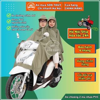 Áo mưa 2 mũ nhựa Sơn Thủy - Áo mưa 2 đầu vải nhựa PVC Sơn Thủy. Giao hỏa tốc Hà Nội. Mã CKATY