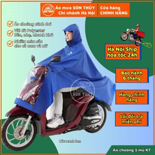 Áo mưa choàng kính K7 Sơn Thủy - Áo mưa 1 mũ cánh dơi vải dù Polyeste chống thấm tuyệt đối
