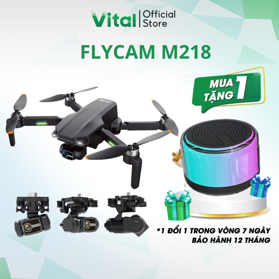 Flycam M218 Máy Bay Điều Khiển Từ Xa Camera Sắc Nét Gimbal Chống Rung 3 Trục Có GPS Tự Động Quay Về Bảo Hành 12 Tháng