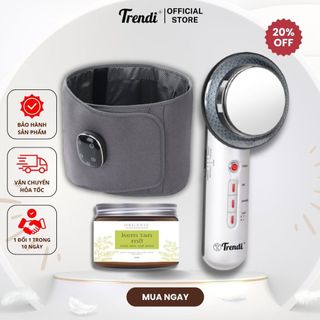 Combo Đai Massage Thắt Lưng Cột Sống Mát xa Rung Kết Hợp Làm Nóng và Máy Massage Giảm Mỡ Bụng Đùi Mông Công Nghệ Sóng Âm