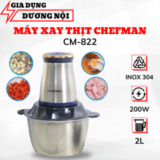 Máy xay thịt Chefman CM-822 công suất 300W dung tích 2L xay thịt siêu nhuyễn, bóc hành tỏi. Bảo hành chính hãng 12 tháng