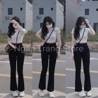 Quần vải ống loe chất tuyết mưa co giãn nhẹ, có 2 túi , hàng 2 cúc dài 96 cm