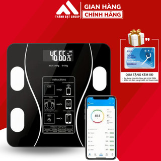 Cân sức khỏe, cân điện tử thông minh mặt kính chịu lực 180kg sạc pin tích điện kết nối bluetooth phân tích chỉ số cơ thể