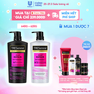  Combo Dầu Gội, Dầu Xả TRESemmé Bond Repair Peptidebond+ Cho Tóc Hư Tổn Giúp Ngăn Gãy Rụng 640g, 620g