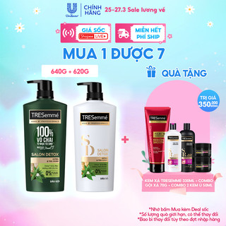 Combo Dầu Gội, Dầu Xả TRESemmé Salon Detox Gừng Và Trà Xanh Dưỡng Tóc Chắc Khỏe 640g, 620g