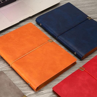 Sổ Tay Bìa Da Giả Da Trơn Mềm Ghi Chép Nhật Ký Lưu Bút Gáy Còng Size A5 A6 Phong Cách Vintage Sổ Ghi Chú Chi Tiêu