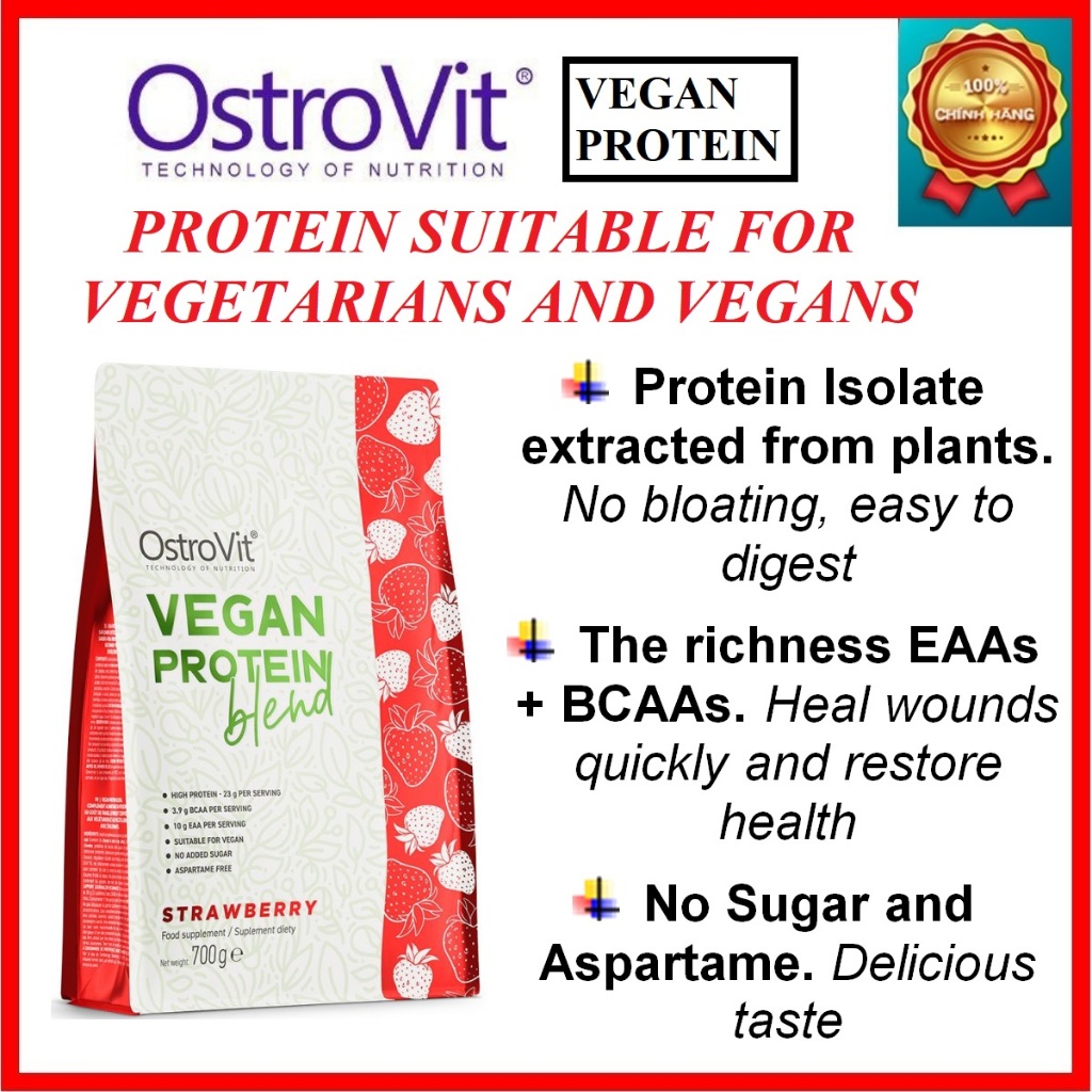 Ostrovit Vegan Protein Blend 700g Chính hãng – Protein thuần thực vật, dễ tiêu hoá, phù hợp mọi đối tượng