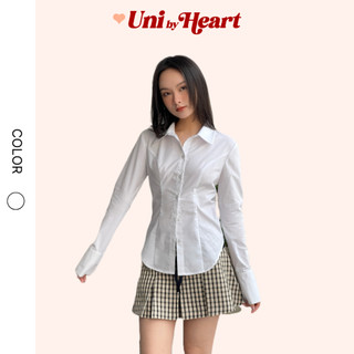 Áo sơ mi Tight Shirt SMI025 màu trắng trơn, form ôm, tay dài - Uni By Heart
