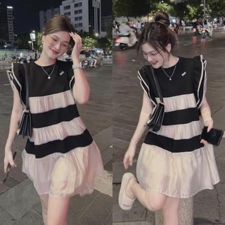 Đầm bobydoll tầng cổ tròn dáng xòe siêu dễ thương cho các chị em đi tiệc đi chơi