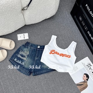 Set quần jean ba lỗ KAKA bé gái