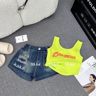 Set quần jean ba lỗ KAKA bé gái