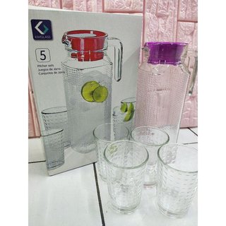 Bộ bình nước thủy tinh 1100ml kèm 4 cốc Kimglass indonesia