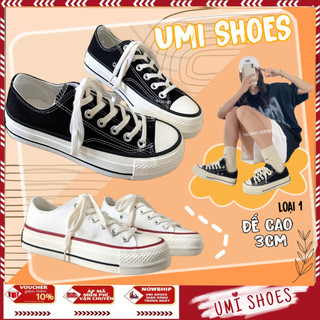  Giày thể thao nữ đế bằng bánh mì basic độn đế 4cm vải canvas bata mới hot phong cách retro ulzzang đẹp cá tính
