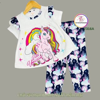  11 đến 40kg Bộ quần áo bé gái quần dài tay ngắn thun borip xuất size đại cho bé gái 073 